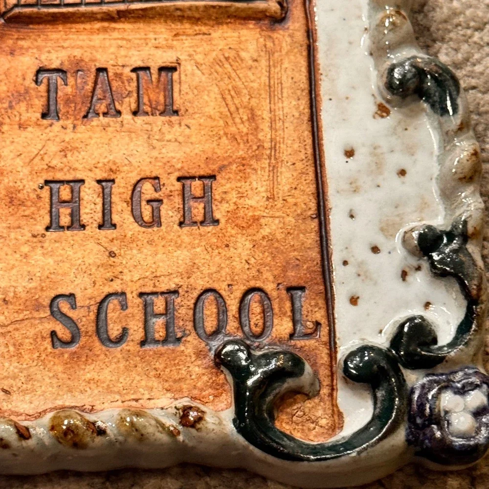 Vtg 1997 Mathiasen‎ Studio Pottery Tam High School Wall Plaque Janis Villasenor